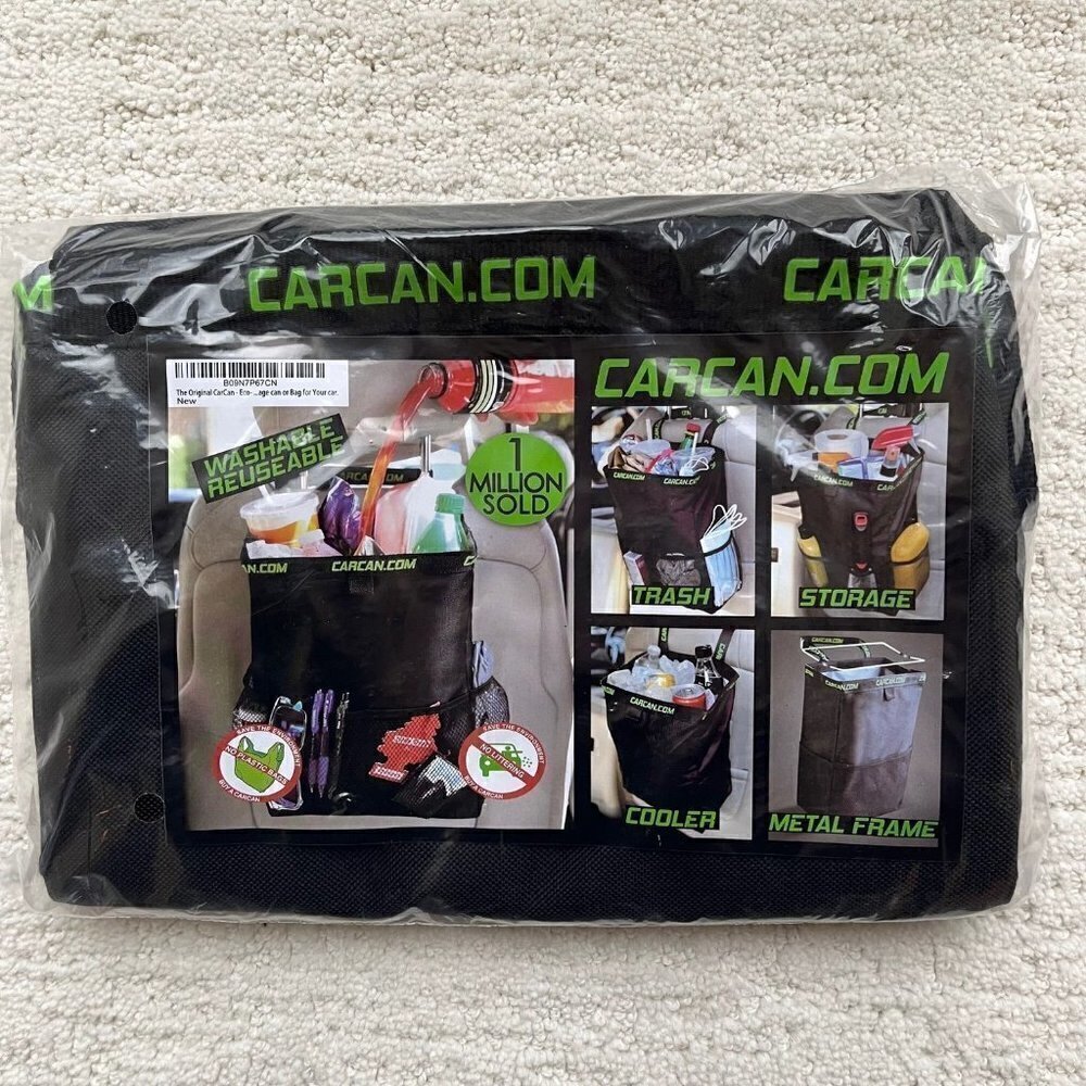The Original CarCan for your Car - NWT - Black - 10"L x 8"W x 14.5"H x 17"Strap